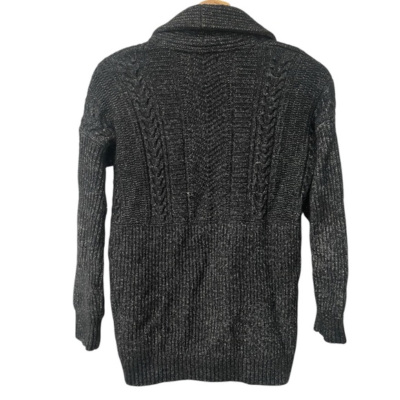 Abercrombie Womens XS cable Knit Open Cardigan Grey Grandpa Sweater Cottagecore - Picture 2 of 10